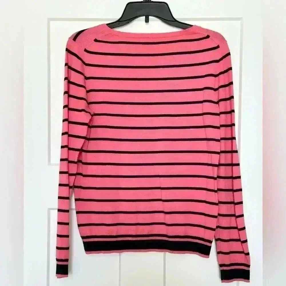 J. CREW Mercantile Pink Navy Striped ‘Peyton’ Knit Pullover Sweater Size Medium